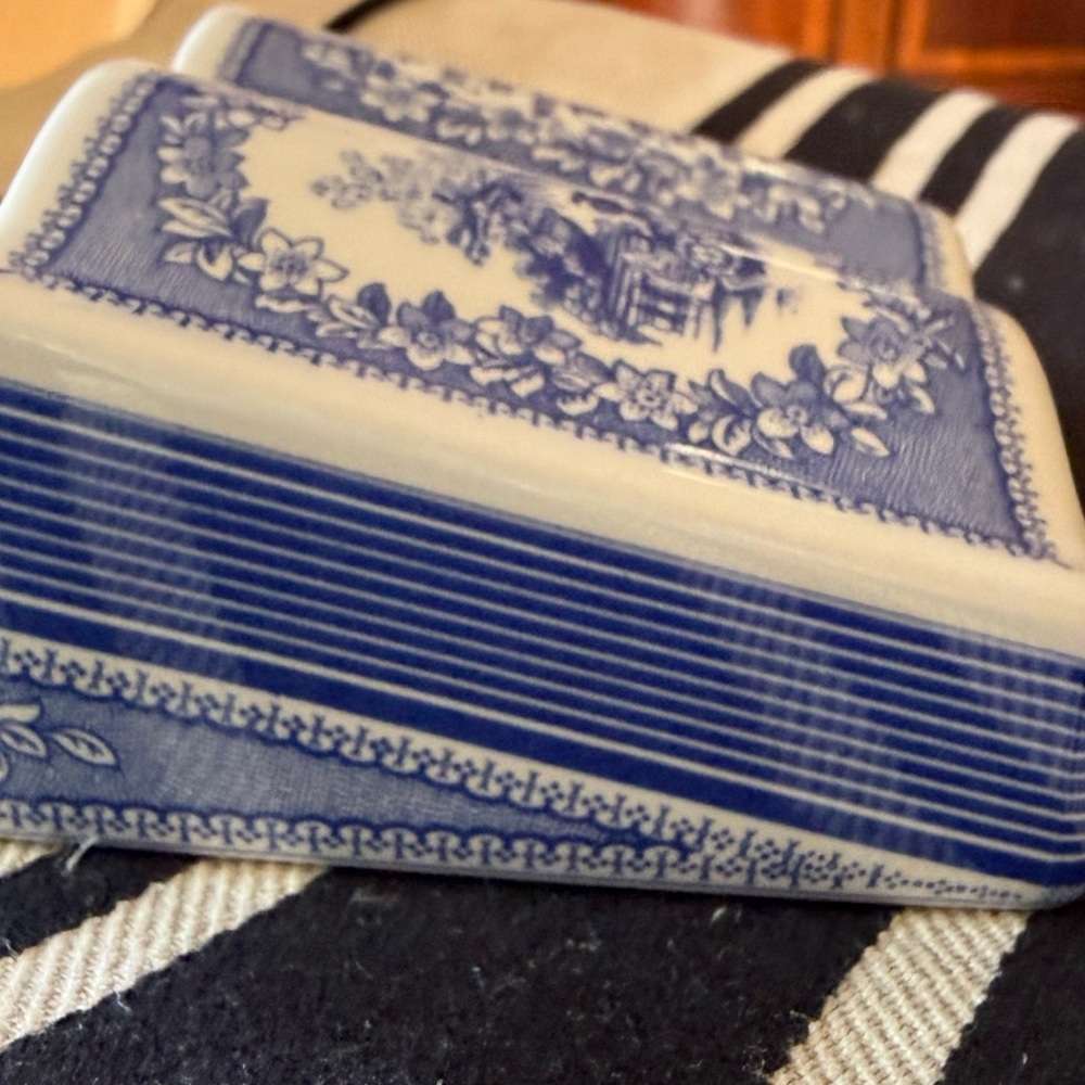 Vintage Spode Porcelain Friendship Poem an Open Book Paperweight Blue & White - Picture 8 of 12